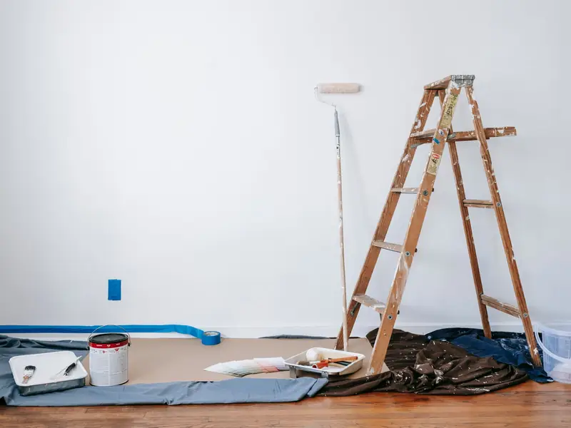 Sols protégés, pièce prête pour la mise en peinture
